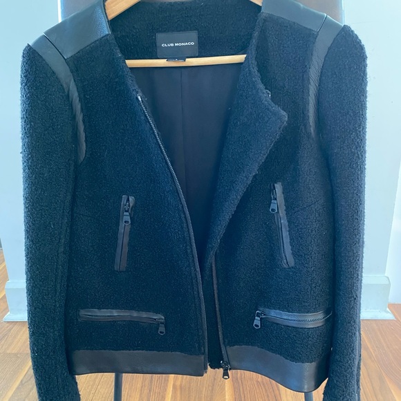 Club Monaco Leather and boucle jacket, size M - Picture 4 of 6